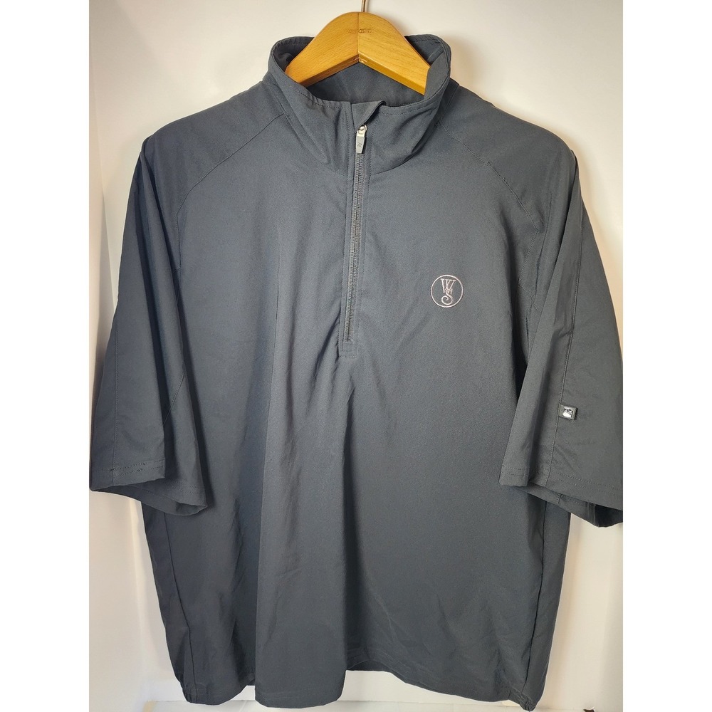 Zero Restriction Tour Series Mens Black Quarter Zip Short Sleeve Golf Windshirt